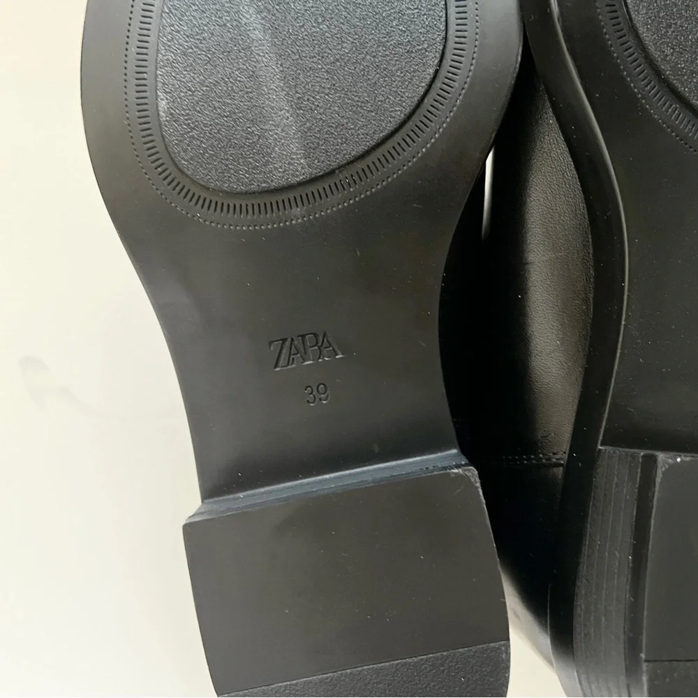 Zara black knee high equestrian riding flat boots
